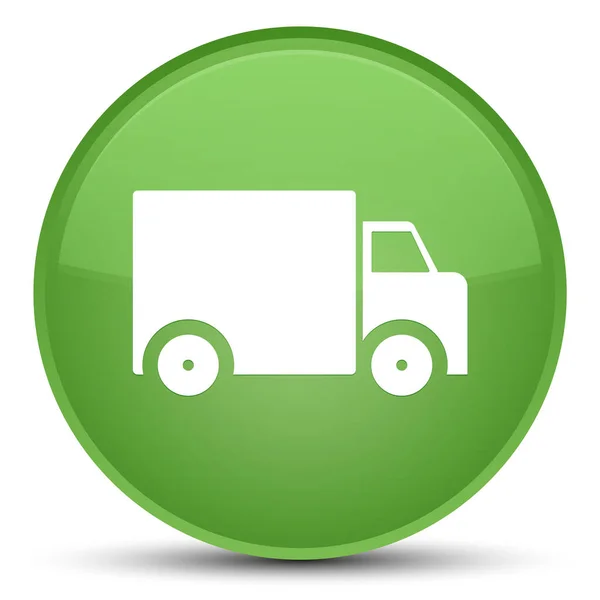 Icono de camión entrega especial botón redondo verde suave — Foto de Stock