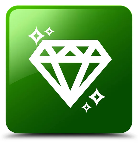 Diamante icono verde botón cuadrado —  Fotos de Stock