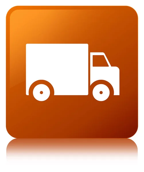 Lieferwagen Symbol braune quadratische Taste — Stockfoto