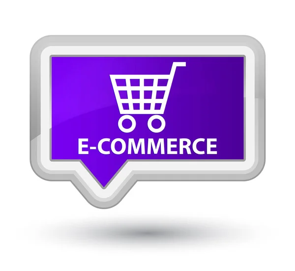 E-commerce primeiro botão banner roxo — Fotografia de Stock