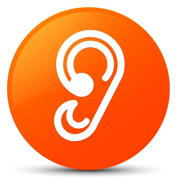 耳形图标橙色圆形按钮 — 图库照片