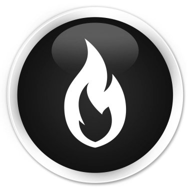 Yangın alev simge sigorta primi siyah yuvarlak düğmesi