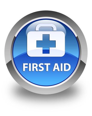 İlk yardım parlak mavi yuvarlak düğme