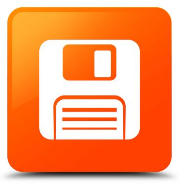 Disket simgesi turuncu kare düğme