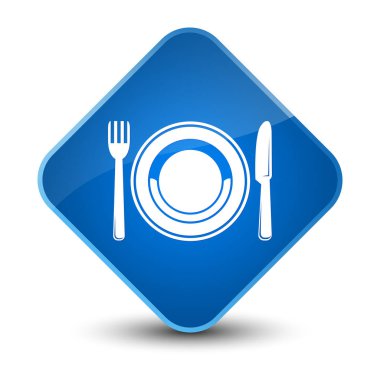 Gıda plaka simgesi zarif mavi elmas düğmesini