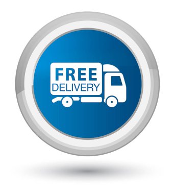 Ücretsiz teslimat kamyonu simgesi Başbakan düğmenin mavi