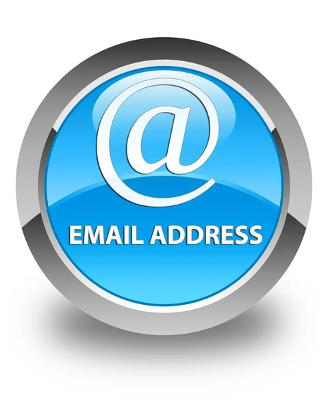 E-mail adres błyszczący cyjan niebieski okrągły przycisk — Zdjęcie stockowe