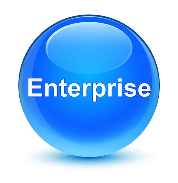 Enterprise glasartade cyan blå runda knappen — Stockfoto