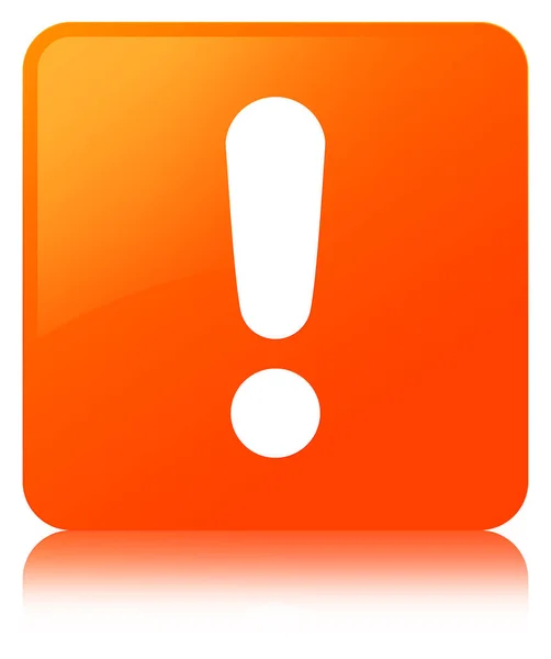 Felkiáltójel-ikon a narancssárga négyzet gomb — Stock Fotó