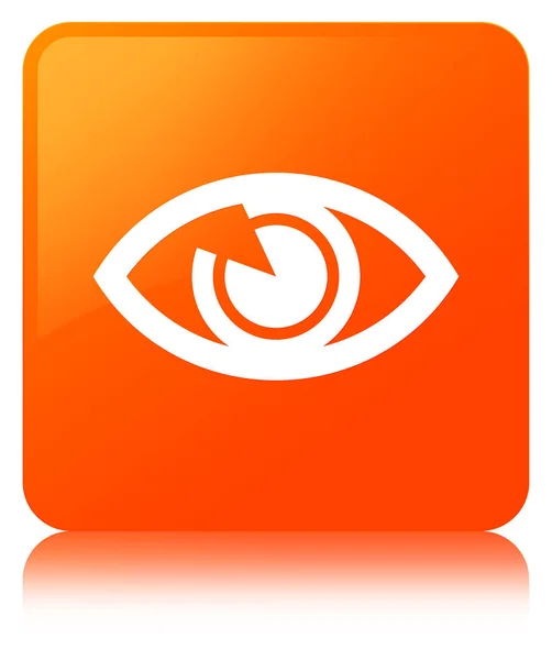 Ögat ikonen orange fyrkantiga knappen — Stockfoto