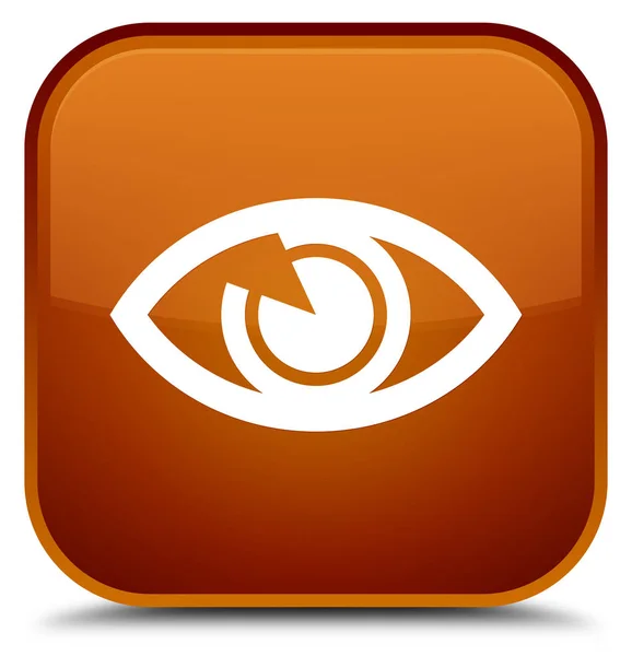 Ícone do olho botão quadrado marrom especial — Fotografia de Stock