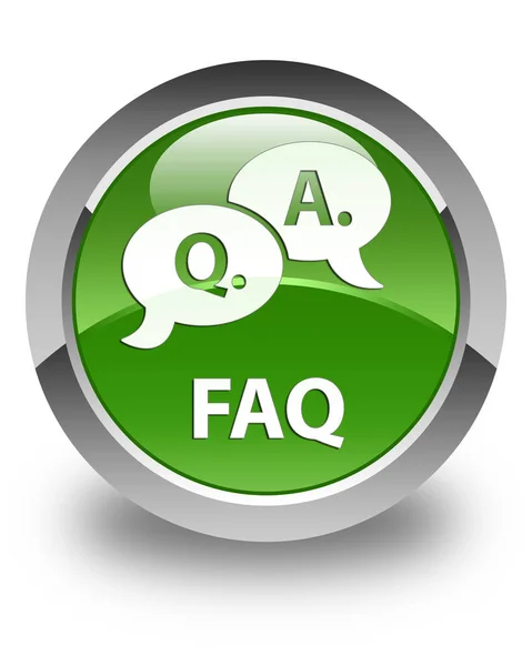 FAQ (fråga svar bubbla ikon) glänsande mjuka gröna runda knappen — Stockfoto