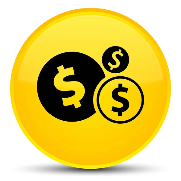 Οικονομικά σύμβολο δολαρίου ειδικό κίτρινο στρογγυλό κουμπί εικονίδιο — Φωτογραφία Αρχείου