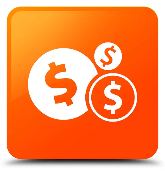 Finanze dollaro segno icona arancione quadrato pulsante — Foto Stock