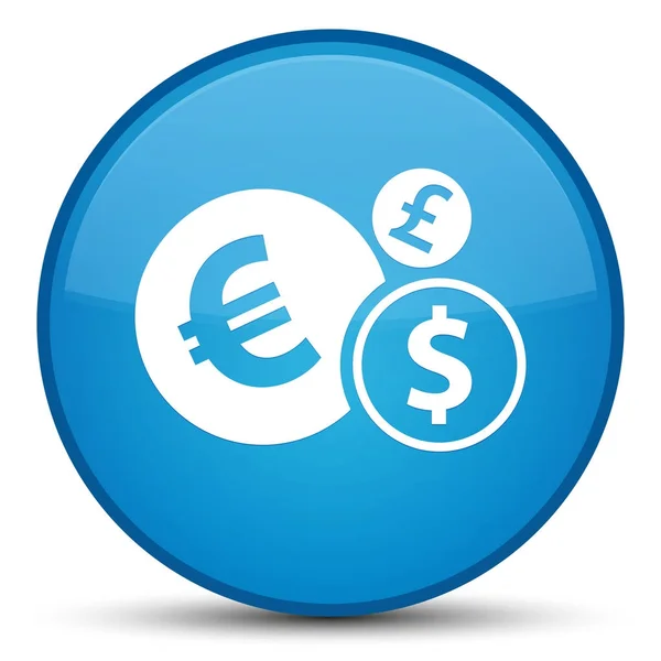 Finanserna ikonen särskilda cyan blå runda knappen — Stockfoto