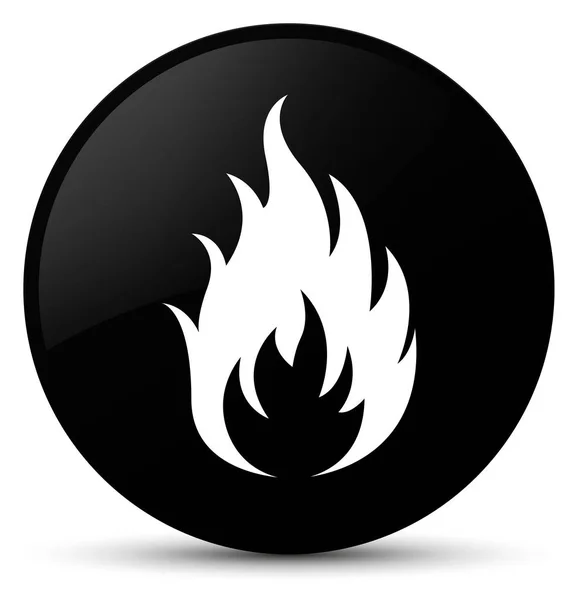 Ogień ikony czarny okrągły przycisk — Zdjęcie stockowe