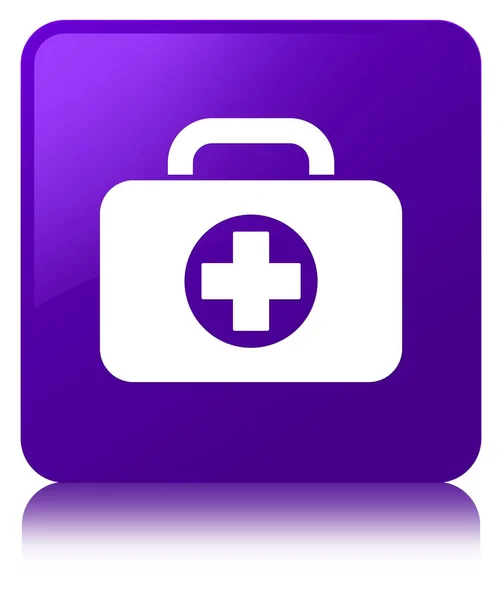 First aid kit bag icon purple square button — Stock Photo, Image