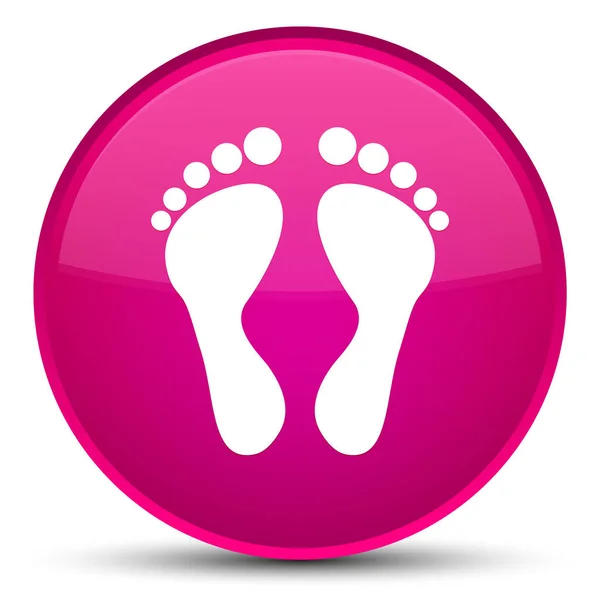 Footprint icon special pink round button — Stock Photo, Image