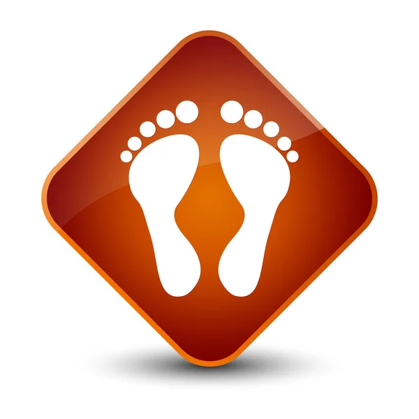 Footprint icon elegant brown diamond button — Stock Photo, Image