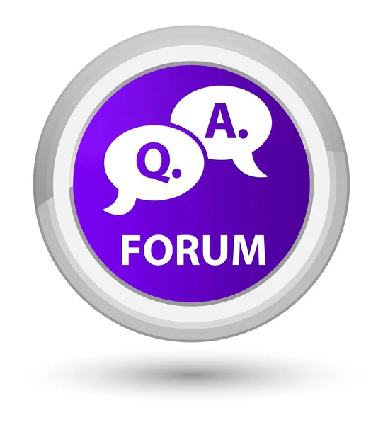 Foro (pregunta respuesta burbuja icono) prime púrpura botón redondo — Foto de Stock