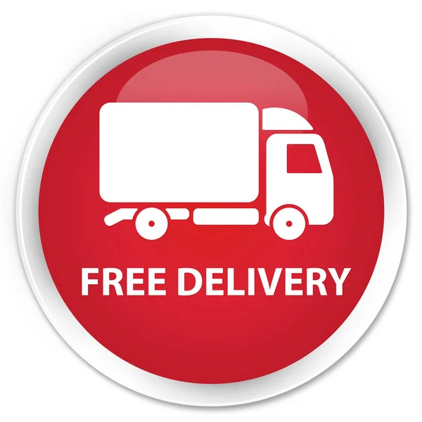 Free delivery premium red round button — Stock Photo, Image