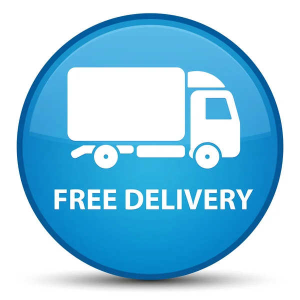 Free delivery special cyan blue round button — Stock Photo, Image
