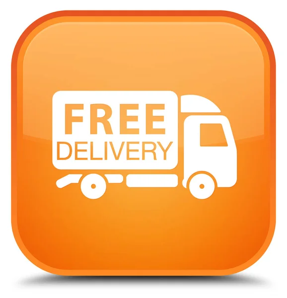 Free delivery truck icon special orange square button — Stock Photo, Image