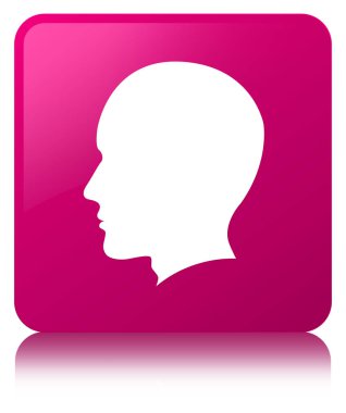 Baş erkek yüz simgesi pembe kare düğme