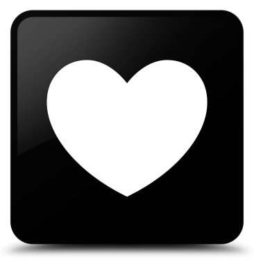 Kalp simgesi siyah kare düğme