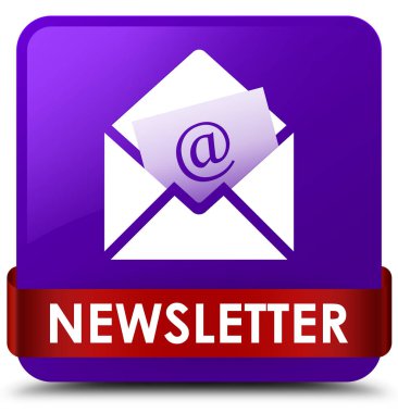 Bülten mor kare düğme kırmızı kurdele orta