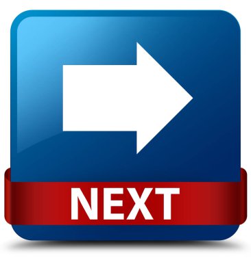 Sonraki kare düğme kırmızı kurdele orta mavi