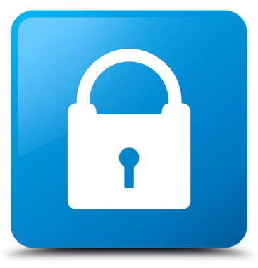 Asma kilit simgesi mavi mavi kare düğme