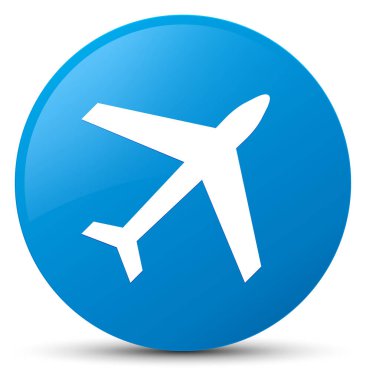 Uçak simgesi mavi mavi yuvarlak düğmesi