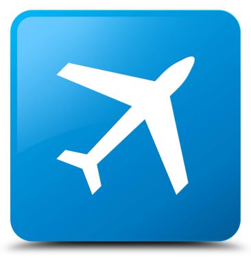 Uçak simgesi mavi mavi kare düğme