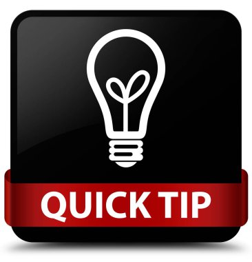 Çabuk uç (ampul simgesi) siyah kare düğme kırmızı kurdele orta