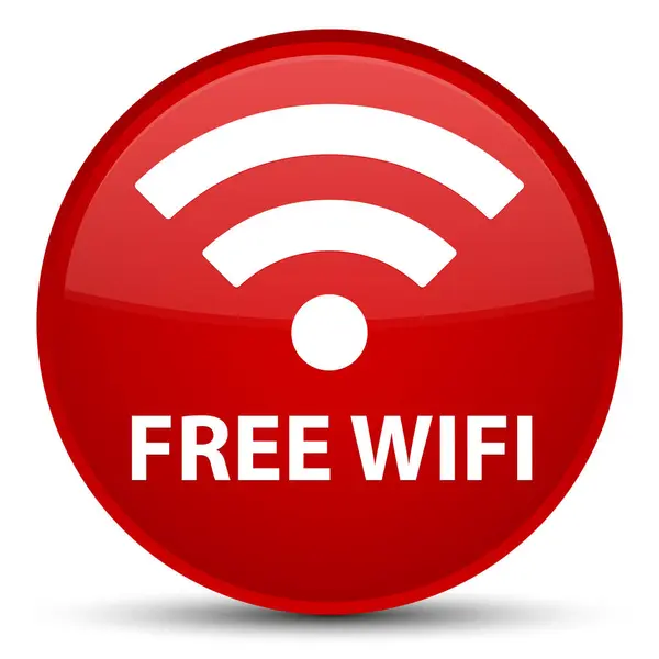 Wifi gratuit spécial bouton rond rouge — Photo