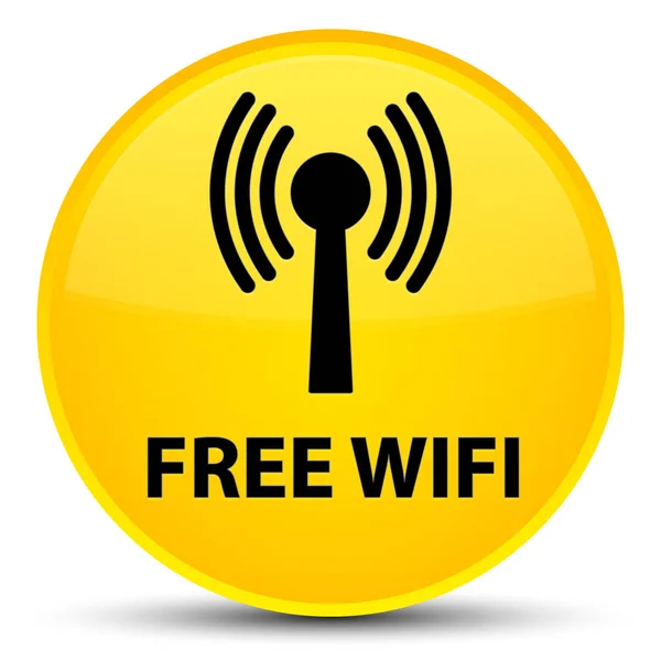 Wifi gratuit (réseau wlan) bouton rond jaune spécial — Photo