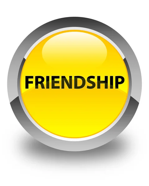 Dostluk parlak sarı yuvarlak düğme — Stok fotoğraf