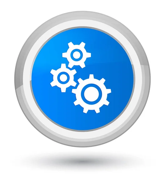 Gears icon prime cyan blue round button — Stock Photo, Image