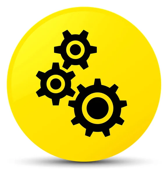 Engrenages icône bouton rond jaune — Photo