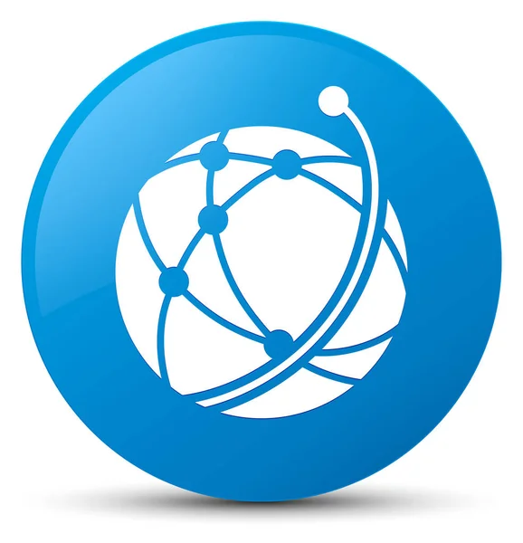 Ícone de rede global botão redondo azul ciano — Fotografia de Stock