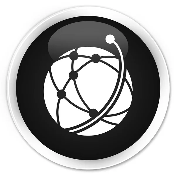 Küresel ağ simgesini sigorta primi siyah yuvarlak düğmesi — Stok fotoğraf