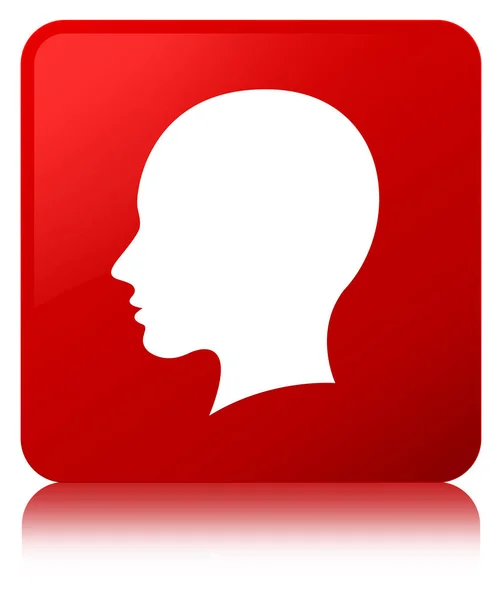 헤드 여성 얼굴 아이콘 빨간색 사각형 버튼 — 스톡 사진