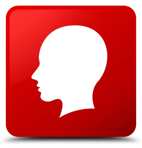 Head female face icon red square button — Stock Photo, Image