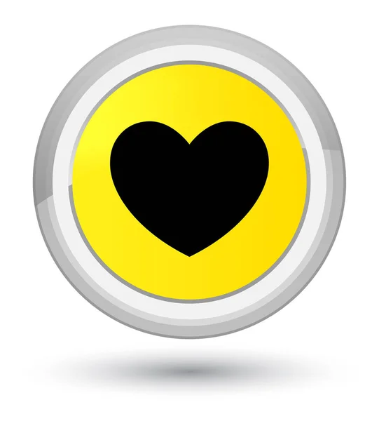 심장 아이콘 주요 노란색 라운드 버튼 — 스톡 사진