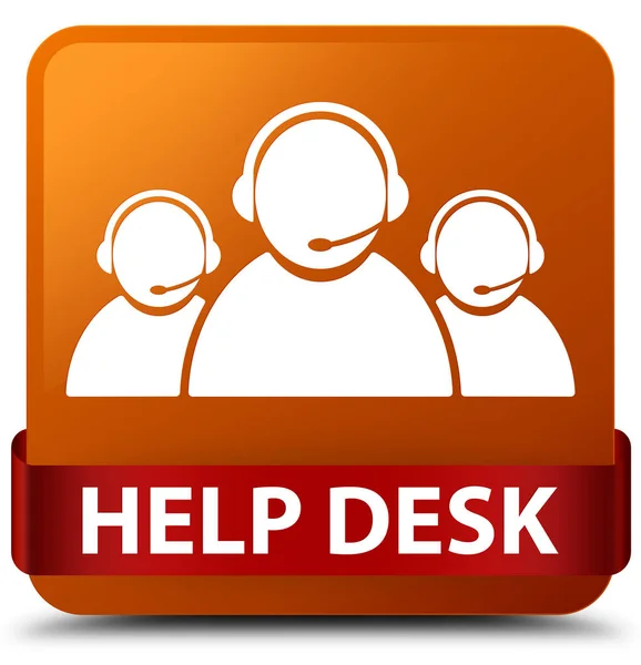 Hjälp skrivbord (customer care team ikon) brun fyrkantsknappen röda ribb — Stockfoto