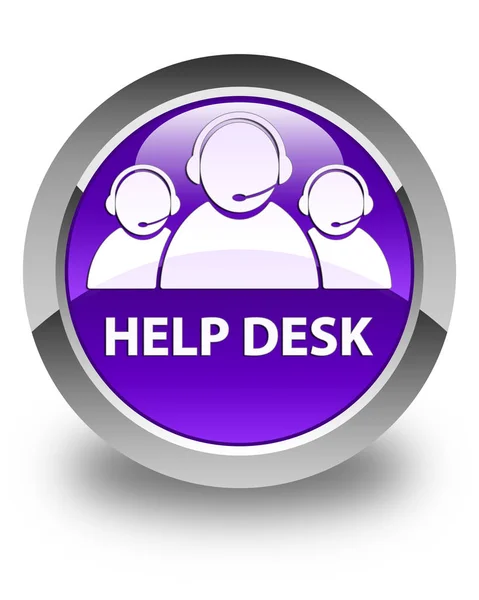 Escritorio de ayuda (icono del equipo de atención al cliente) botón redondo púrpura brillante —  Fotos de Stock