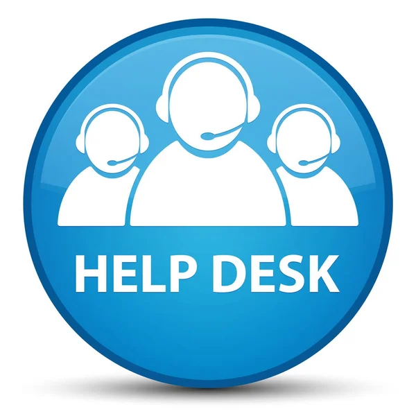 Escritorio de ayuda (icono del equipo de atención al cliente) cyan especial trasero redondo azul —  Fotos de Stock