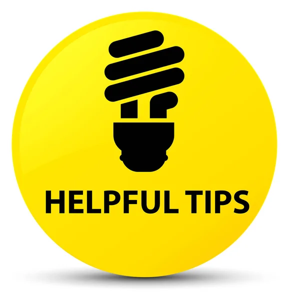 Helpful tips (bulb icon) yellow round button — Stock Photo, Image
