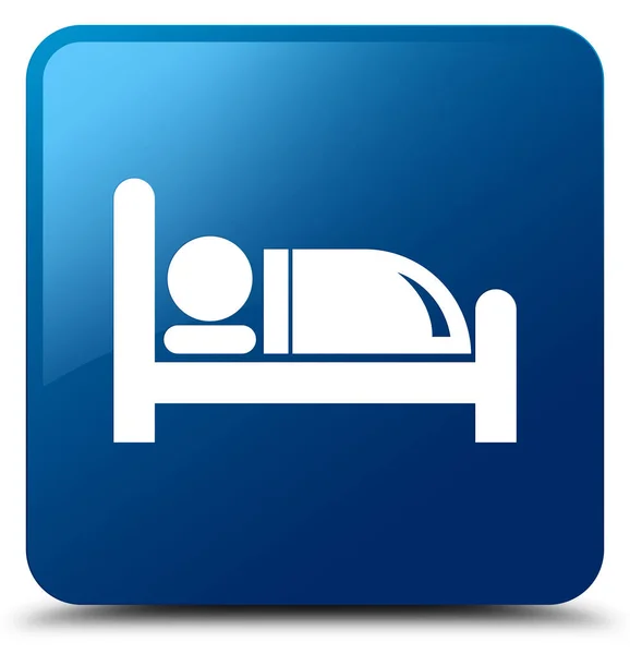 Hotel bed icon blue square button — Stock Photo, Image